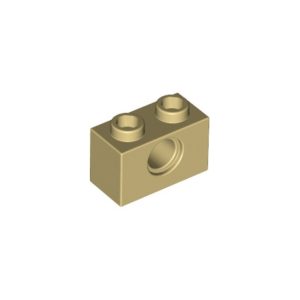 LEGO 3700 Technic Brick 1 x 2 (1 Pin Hole) (Tan)