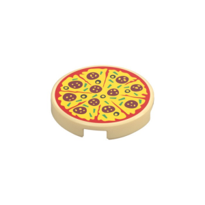 LEGO 14769pr1070 Tile Round 2 x 2 with Pepperoni Pizza Print (Tan)