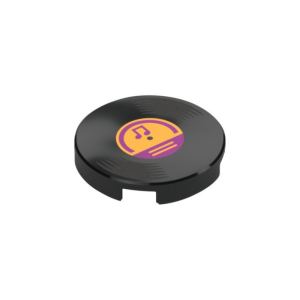 LEGO 14769pr1252 Tile Round 2 x 2 with Vinyl Record, Bright Light Orange Center, Magenta Music Note