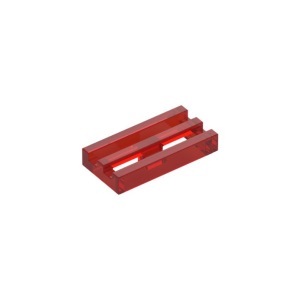 LEGO 2412b Tile Special 1 x 2 Grille with Bottom Groove (Transparent Red)
