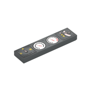 LEGO 2431pr0028 Tile 1 x 4 with Train Controls Print (Dark Bluish Gray)