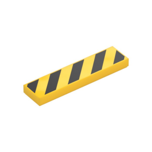 LEGO 2431pr0158 Tile 1 x 4 with Black Diagonal Stripes Print (Yellow)