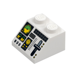 LEGO 3039pr0013 Brick Sloped 45° 2 x 2 with Aircraft Multiple Flight Controls Print (White)