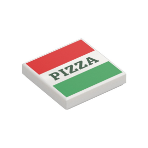 LEGO 3068bpr0019 Tile 2 x 2 with Pizza Box Print (White)