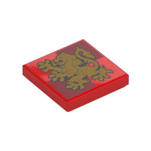 LEGO 3068bpr0703 Tile 2 x 2 with Gold Lion, Gryffindor Crest Print (Red)