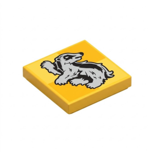 LEGO 3068bpr0705 Tile 2 x 2 with Brown Badger, Hufflepuff Crest Print (Yellow)