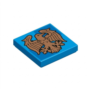 LEGO 3068bpr0706 Tile 2 x 2 with Copper Raven, Ravenclaw Crest Print (Dark Azure)