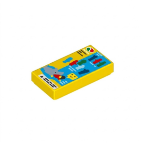 LEGO 3069bpr0009 Tile 1 x 2 with Octan Logo, Minifigure Silhouettes and Shark with Minifig Print (Yellow)