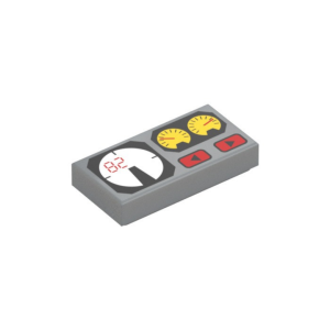 LEGO 3069bpr0101 Tile 1 x 2 with Red 82, Yellow and White Gauges Print (Light Bluish Gray)