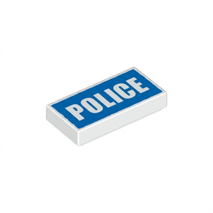 LEGO 3069bpr0115 Tile 1 x 2 with ‘POLICE’ White on Blue Background Print (White)