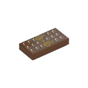 LEGO 3069bpr0168 Tile 1 x 2 with Chocolate Bar Print (Reddish Brown)