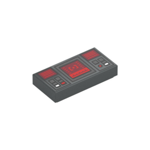 LEGO 3069bpr0276 Tile 1 x 2 with Controls Print (Dark Bluish Gray)