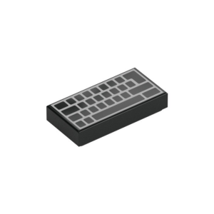 LEGO 3069bpr0300 Tile 1 x 2 with Computer Keyboard with No Letters Print (Black)