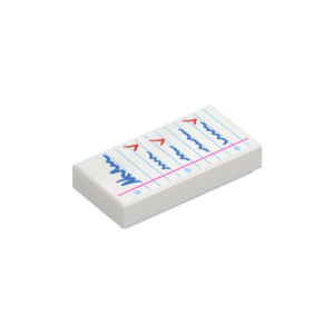 LEGO 3069bpr0304 Tile 1 x 2 with Medium Blue Checklist Print (White)