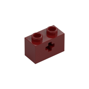 LEGO 32064 Technic Brick 1 x 2 with Axle Hole Type 1 [+ Opening] and Bottom Pin (Dark Red)