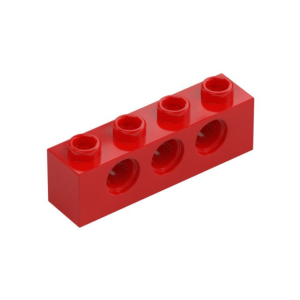 LEGO 3701 Technic Brick 1 x 4 (3 Pin Holes) (Red)