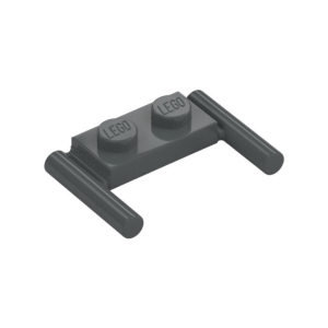 LEGO 3839 Plate Special 1 x 2 with Handles [Flat Ends / Low Attachment] (Dark Bluish Gray)