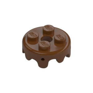 LEGO 65700 Plate Special Round 2 x 2 with Melting Drops/Icing on Sides (Reddish Brown)