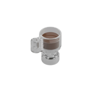 LEGO Equipment 68495pat0003 Stein/Cup with Reddish Brown Drink Pattern (Transparent Clear)