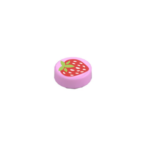 LEGO 98138pr0017 Tile Round 1 x 1 with Strawberry Print (Bright Pink)