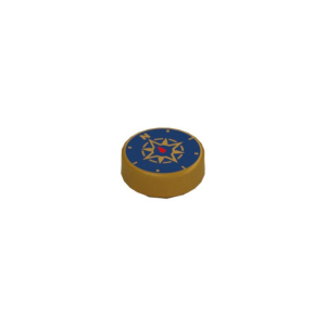 LEGO 98138pr0051 Tile Round 1 x 1 with Compass Print (Pearl Gold)