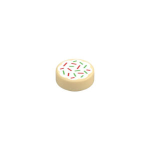 LEGO 98138pr0255 Tile Round 1 x 1 with Christmas Cookie Print (Tan)