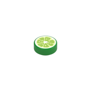 LEGO 98138pr0351 Tile Round 1 x 1 with Lime Wedge Print (Bright Green)